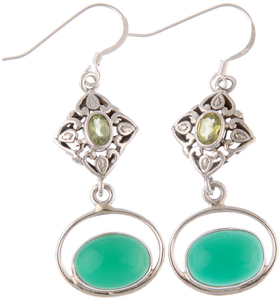 Green Onyx Earrings with Peridot