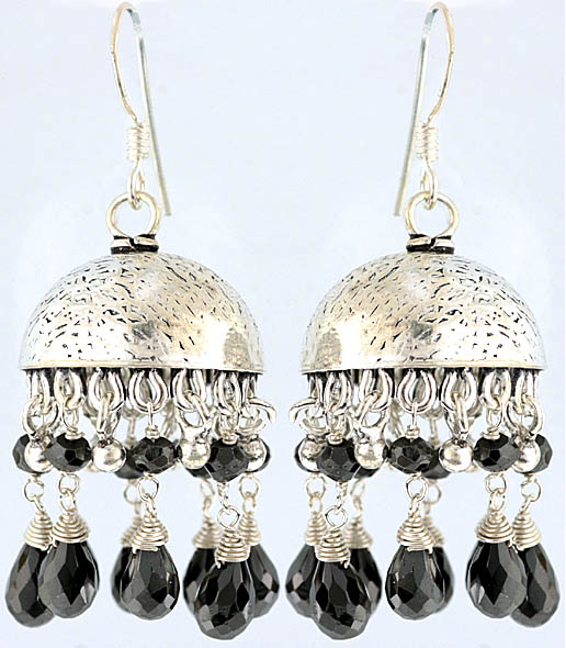 Faceted Black Onyx Umbrella Chandeliers