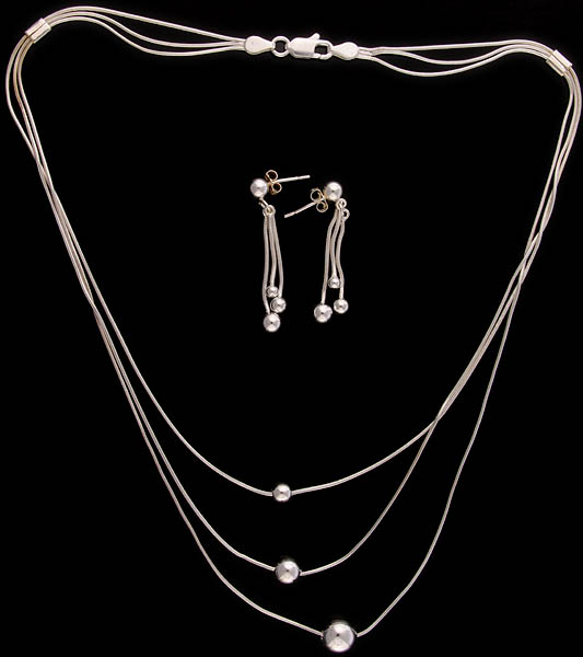 Sterling Necklace with Earrings Set