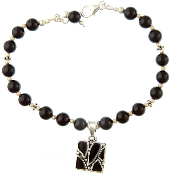 Black Onyx Bracelet with Charm