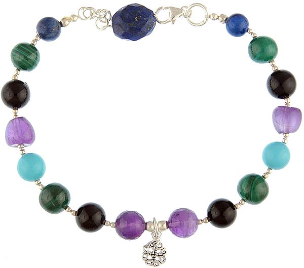 Gemstone Bracelet (Amethyst, Black Onyx, Malachite, Turquoise and Lapis Lazuli)