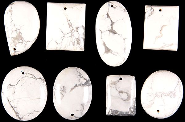 Lot of Eight Drilled Dendrite Opal Cabochons