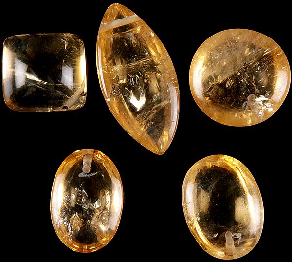 Lot of Five Citrine Drilled Cabochons