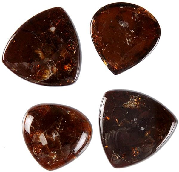 Lot of Four Brown Tourmaline Cabochons