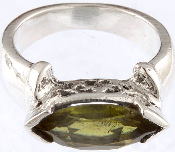 Faceted Peridot Marquis Ring