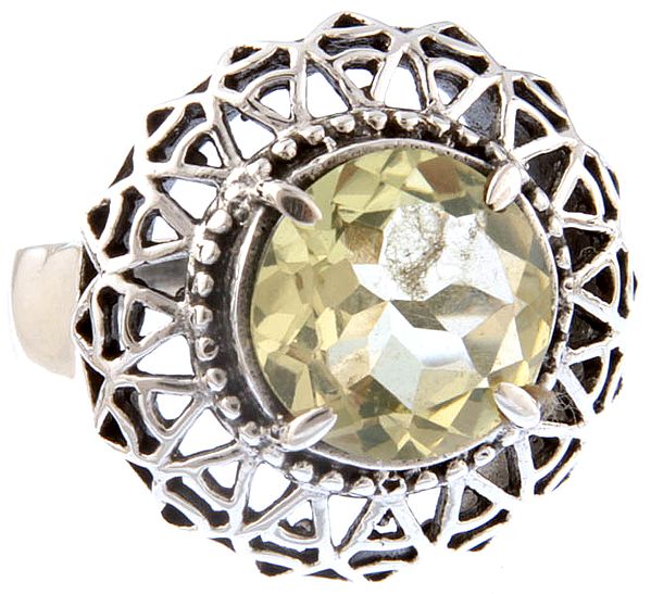 Faceted Lemon Topaz Ring | Sterling Silver Jewellery