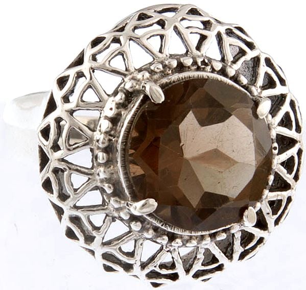 Faceted Smoky Quartz Ring