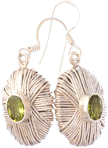 Faceted Peridot Earrings with Fine Wire Work