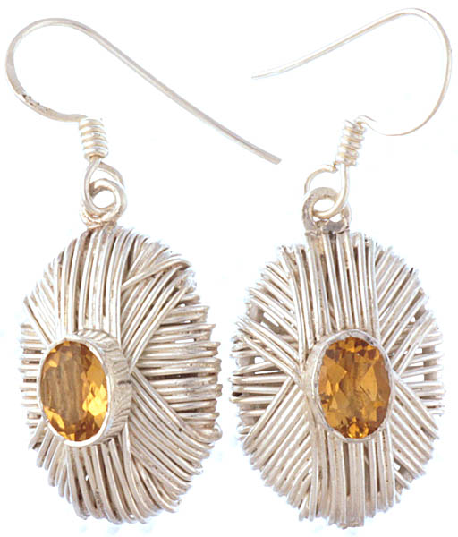 Faceted Citrine Earrings with Fine Work
