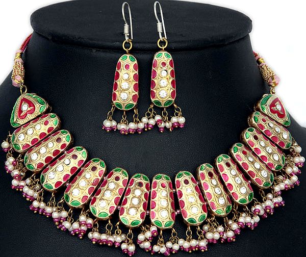 Magenta Necklace Set with Matching Earrings