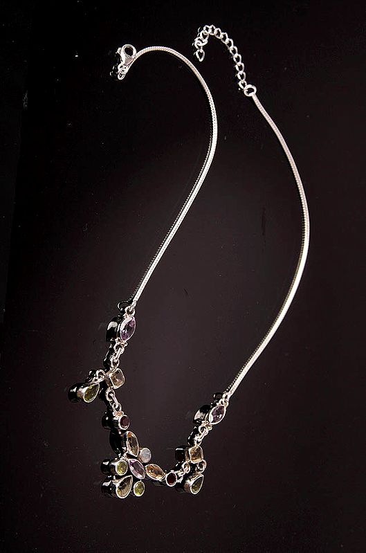 Gemstone Necklace (Peridot, Amethyst, Rainbow Moonstone, Citrine and Garnet)