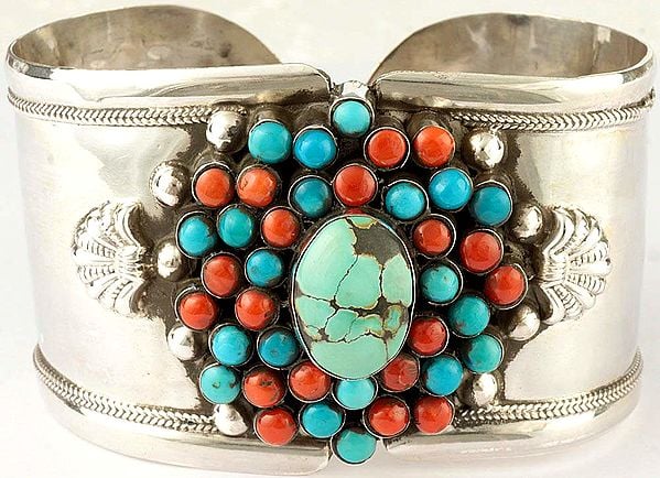 Turquoise and Coral Bracelet