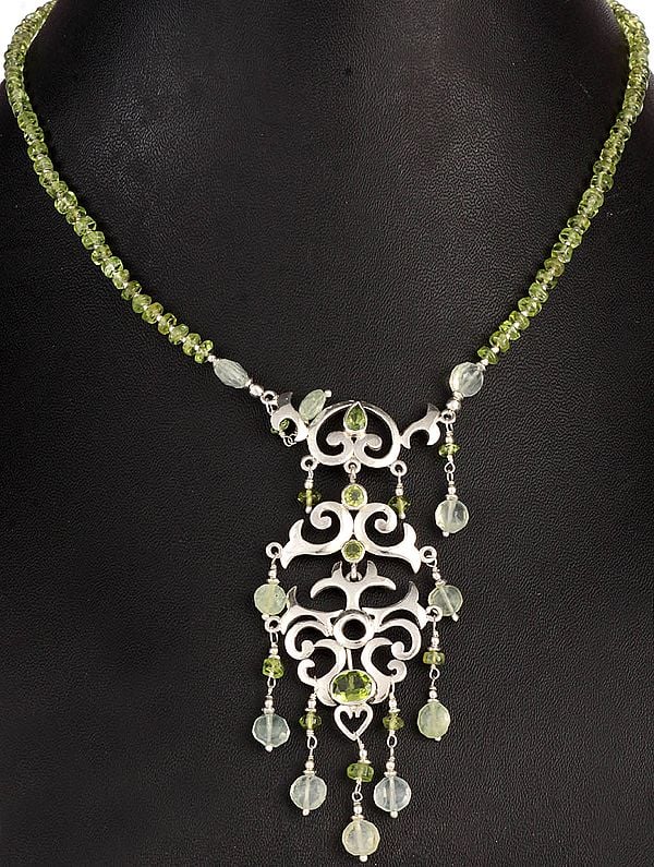 Peridot and Prehnite Necklace with Charm