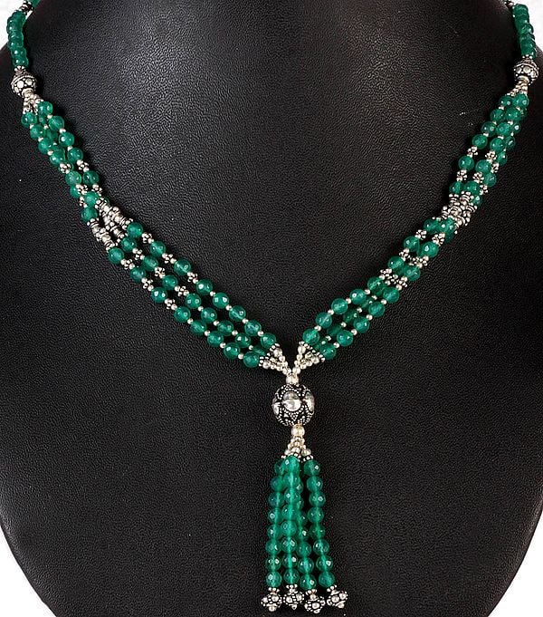 Green Onyx Necklace with Charms