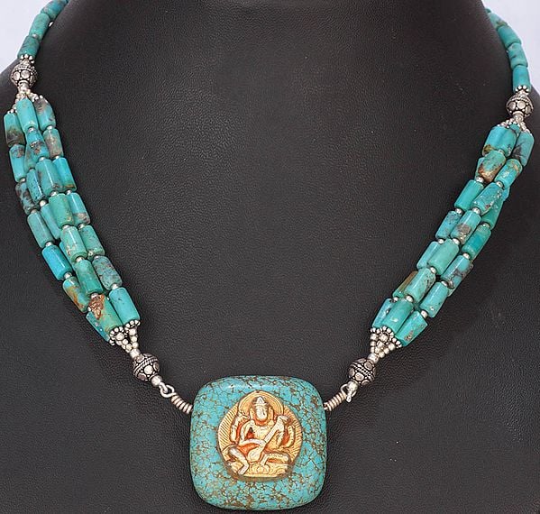 Goddess Saraswati Turquoise Necklace