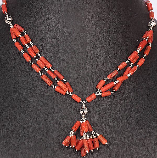 Coral Necklace with Charms