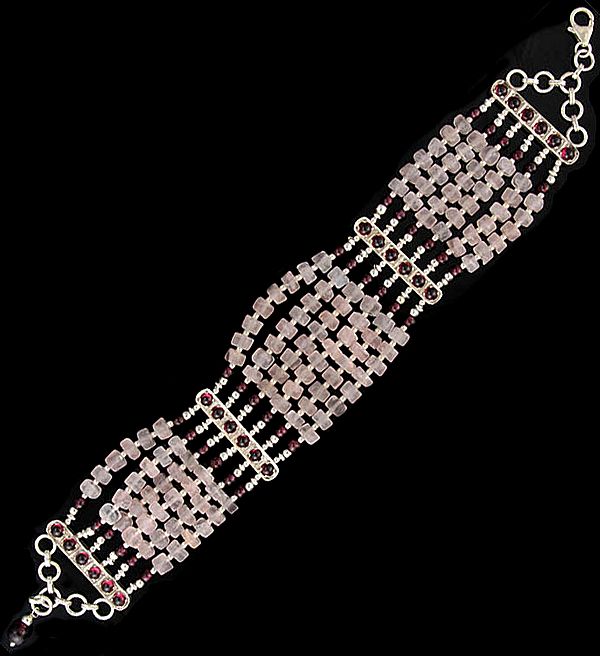 Rose Quartz Beaded Bracelet with Garnet