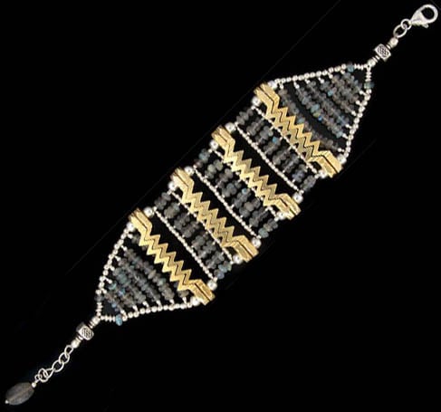 Labradorite Gold Plated Zig-Zag Bracelet