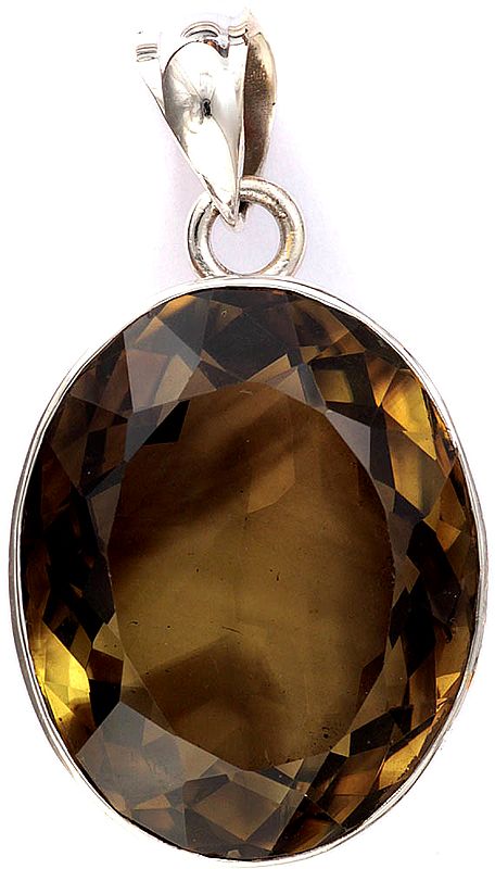 Faceted Smoky Quartz Oval Pendant