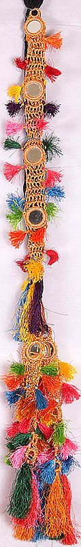 Multi-color Hair-braid Ornament (Choti) - Paranda with Mirrors and Tassel