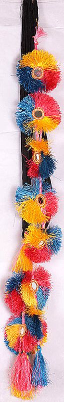 Multi-color Hair-braid Ornament (Choti) - Paranda with Mirrors
