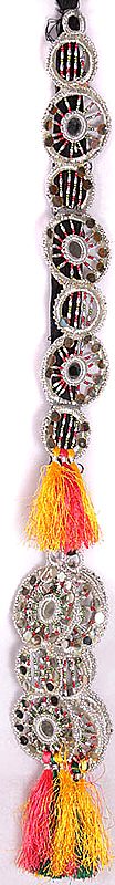 Wheel Hair-braid Ornament (Choti) - Paranda with Multi-color Beads and Tassel