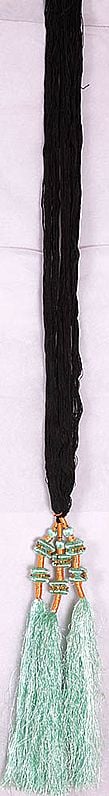 Aquamarine and Black Hair-braid Ornament (Choti) - Paranda