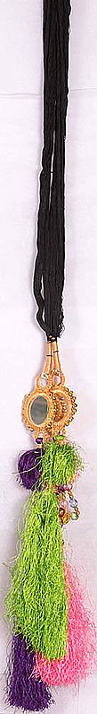 Multi-color Hair-braid Ornament (Choti) - Paranda with Mirrors and Beads