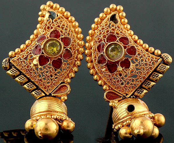 Finely Crafted Enameled Earrings with Charm
