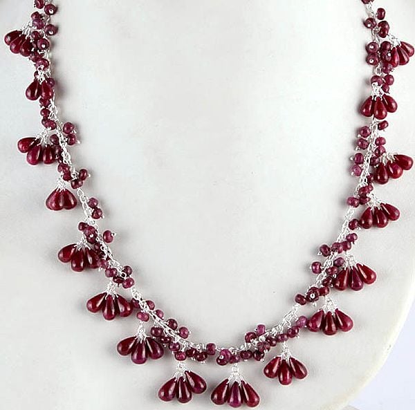 Ruby Dangling Drops Necklace