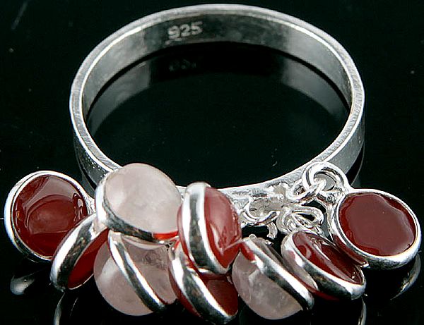 Rose Quartz and Carnelian Bunch  Ring