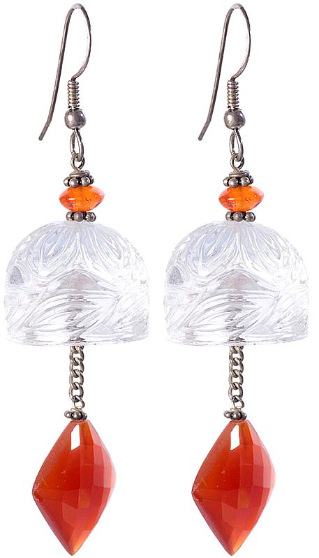 Crystal Umbrella and Carnelian Designer Earrings