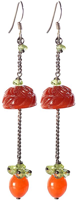 Carved Carnelian Umbrella Chandeliers with Peridot