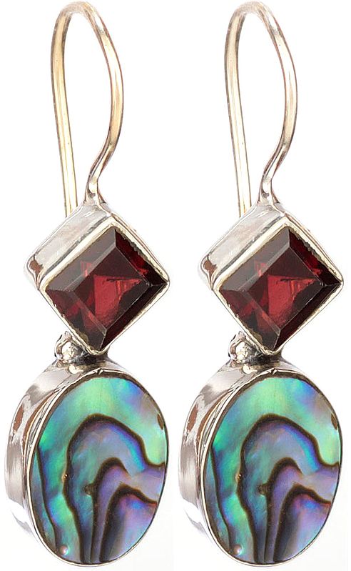 Abalone and Garnet Earrings
