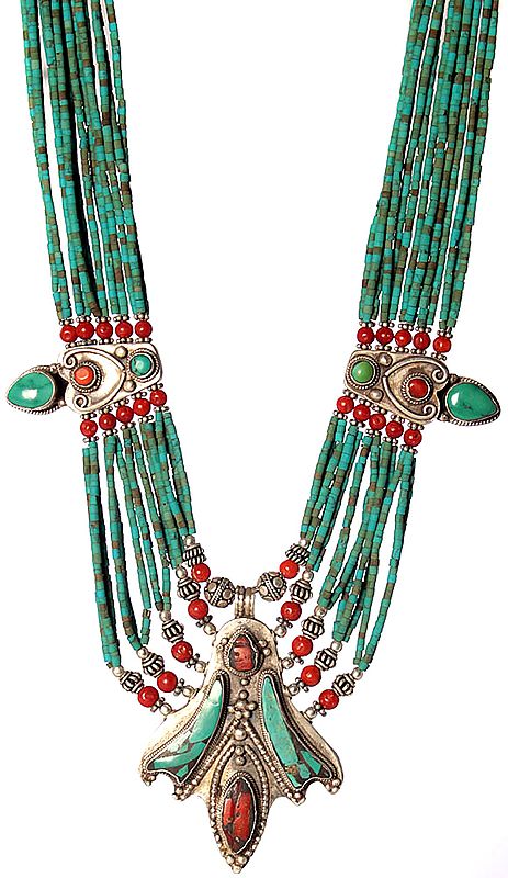 Coral and Turquoise Necklace from Afghanistan