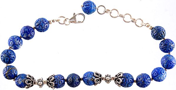 Carved Lapis Lazuli Bracelet
