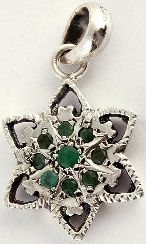 Faceted Emerald Star Pendant