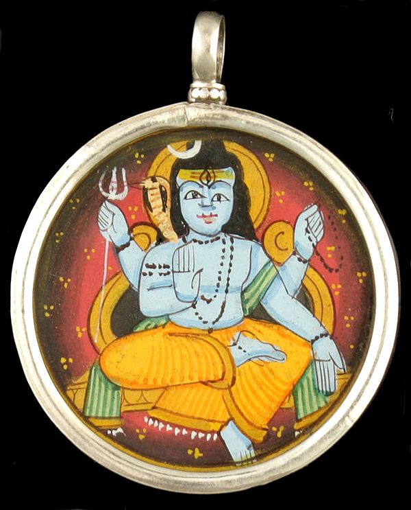 Lord Shiva Double-sided Pendant with Shiva Linga on Reverse