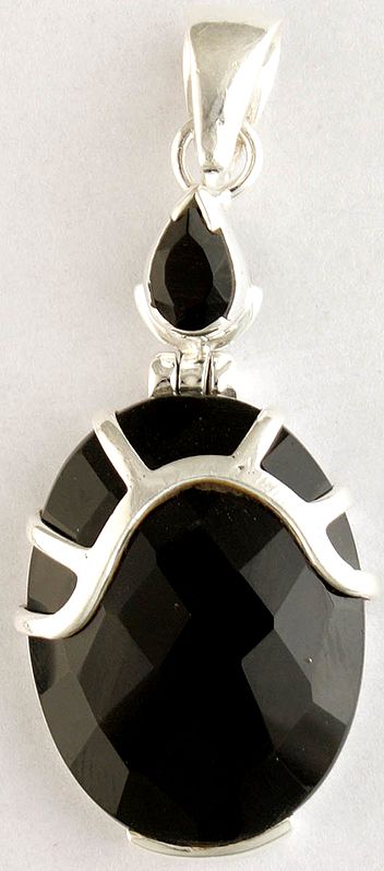 Faceted Twin Black Onyx Pendant
