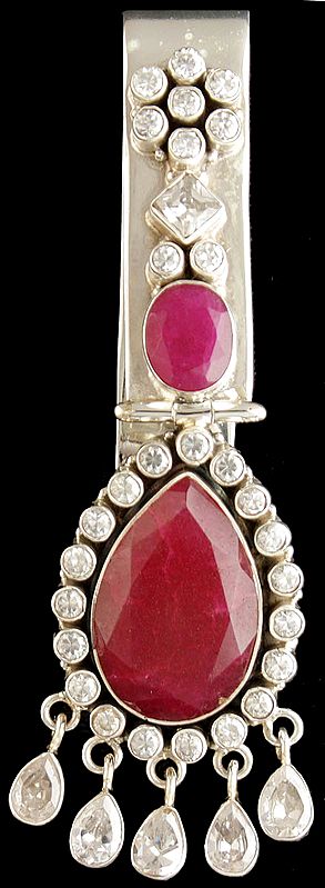 Faceted Twin Ruby Key Holder with CZ Which Can be Tucked Into the Waist