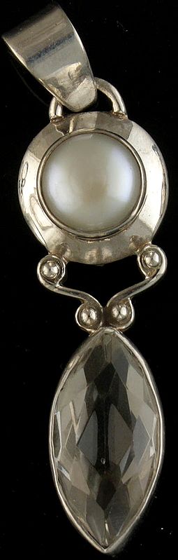 Faceted Crystal and Pearl Pendant
