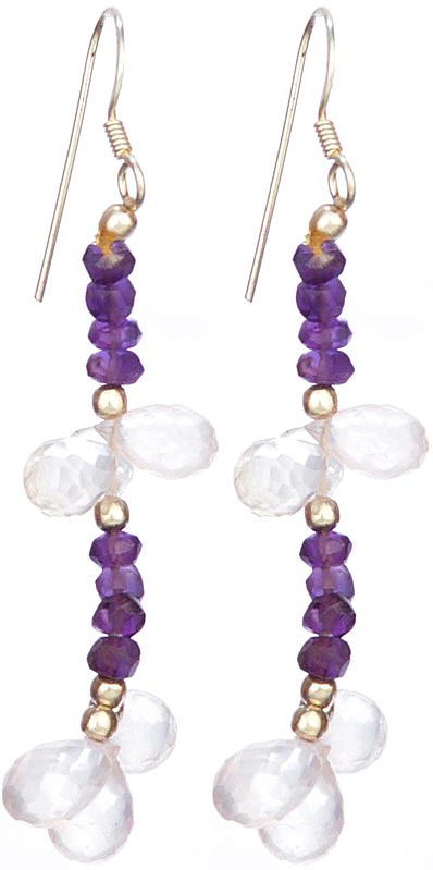 Faceted Rose Quartz and Amethyst Earrings