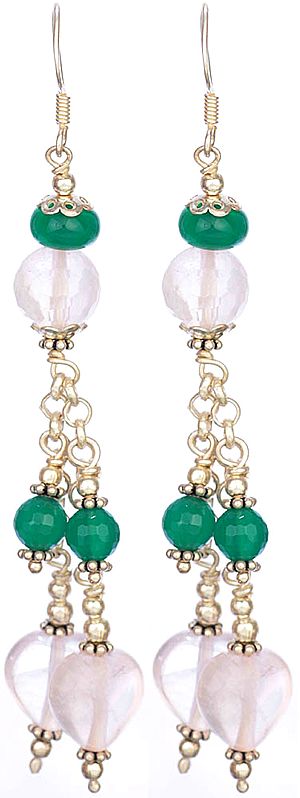 Rose Quartz and Green Onyx Earrings