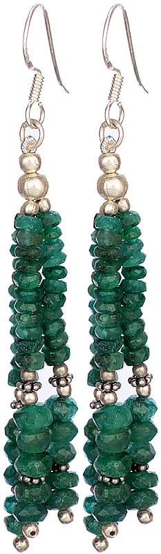 Faceted Emerald Beaded Earrings