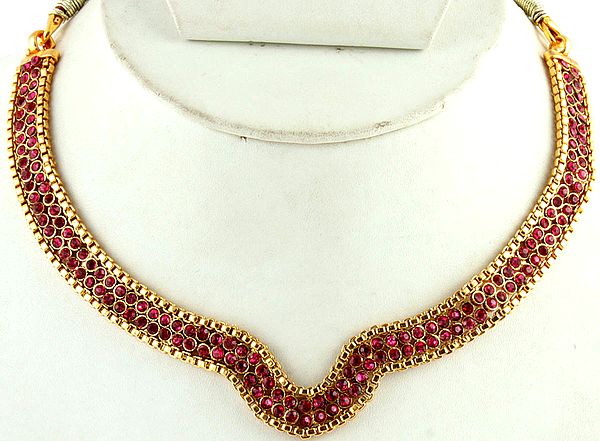 Gold Plated Necklace with Cut Glass