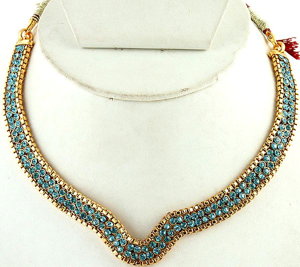 Blue Cut Glass Necklace