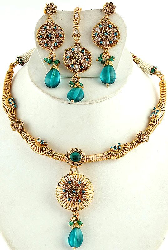 Polki Necklace Set with Cut Glass