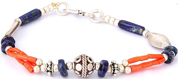 Coral and Lapis Lazuli Bracelet
