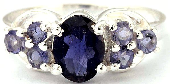 Faceted Iolite  Ring