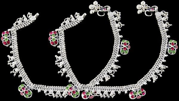 Meenakar Anklets with CZ (Price Per Pair)